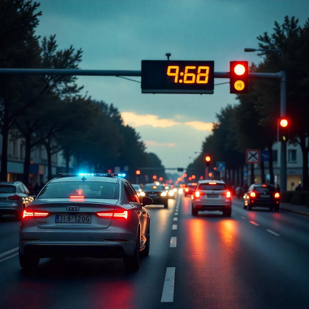 Crée une image haute qualité d'un article journalistique ou d'un magazine en ligne avec le titre : 'Des radars automatiques capables de vérifier en temps réel l’assurance des véhicules'. Le style doit être moderne et technologique, avec :* Arrière-plan : Un radar routier futuriste ou une caméra de surveillance intelligente intégrée à un panneau de signalisation, avec des véhicules en mouvement floutés en arrière-plan. Éléments visuels : Un écran holographique ou un tableau de bord affichant des données d’assurance (✔️/Véhicule assuré, ❌/Véhicule non couvert). Des icônes techno (AI, puces RFID, connexion réseau 5G) pour renforcer le côté innovation. Typographie : Police épurée et high-tech (style 'SF UI Display'), titre en bleu électrique ou gris métallisé pour un effet digital."* Optimisation pour MidJourney/DALL·E : *"A futuristic article illustration titled 'Des radars automatiques capables de vérifier en temps réel l’assurance des véhicules', featuring an AI-powered traffic camera scanning cars with holographic insurance status alerts (✔️/❌). Cyberpunk lighting, sleek UI elements, and a data-driven vibe. 4K, hyper-realistic